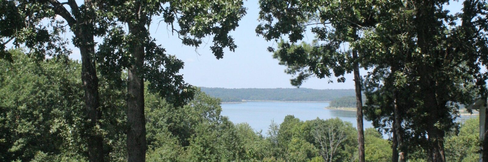 Norfork Lake seen through trees at Sycamore Spring, Arkansas