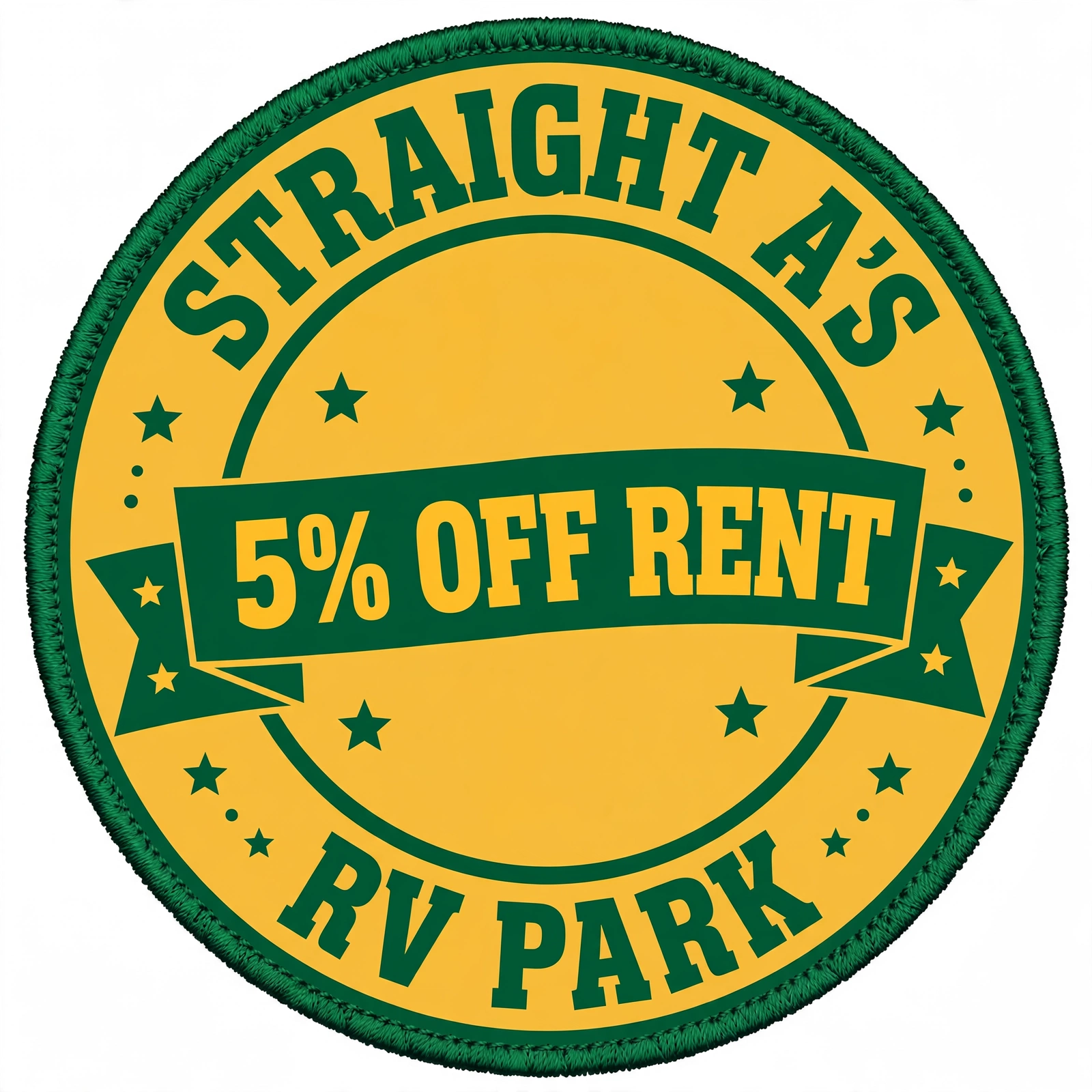Straight A's discount badge — 5% off rent